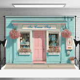 Lofaris Fresh Blue Wall Dessert Shop Floral Photo Backdrop